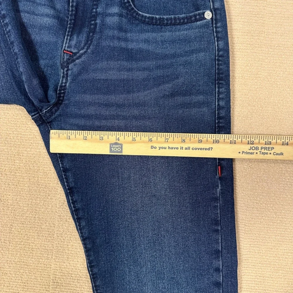 True Religion Big T Flap Jeans Men 30x30 Geno Relaxed Slim Dark Wash Red Stitch